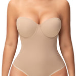 JOYSHAPER Strapless Shapewear Bodysuit for Women Tummy Control Low Back Body Shaper Thong Body Suits Tops with Built-in Bra