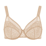 HSIA Minimizer Bras for Women Enchante Full Coverage Underwire Bras Plus Size Lifting Floral Lace Bra for Heavy Breast Warm Beige