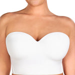 HSIA Longline Strapless Bra for Women, Anti-Slip Support Corset for Large Bust Convertible Bustier Bandeau for Big Breasts White