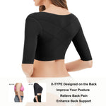 KSKshape Arm Shaper for Women Post Surgery Arm Lipo Compression Sleeves Front Closure Shapewear Bra Posture Corrector Tank Top,Black,M