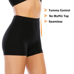 Womens Slip Shorts for Under Dress Seamless Shapewear Boyshorts Tummy Control Panties Shaping Shorts(#1 Black(light Tummy Control),Large)