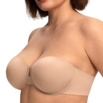 HSIA Strapless Bras for Women Large Bust Coolcomfort Minimizer Corset Full Coverage Plus Size Convertible Bustier with Underwire, Almond Beige 34DD