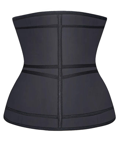 YIANNA Waist Trainer for Women Latex Underbust Double Training Belt Tummy Control Waist Cincher Sport Girdle,YA2223-Black-M