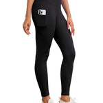 AegisChic Womens Compression Black Leggings with Pockets, Squat Proof Tummy Control Yoga Pants, High Waisted Workout Leggings
