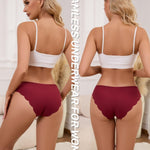 Medaling Seamless Underwear for Women No Show Wave Edge Low Rise Bikini Breathable Comfortable Soft Panties 6 Pack (A, Medium)