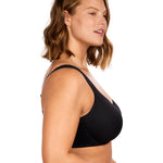 HSIA Bras for Women Minimizer Full Coverage, Plus Size T Shirt Unlined Underwire Smooth Bra, Seamless Cups Joan Ultimate Soft Black