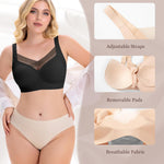 No Underwire Bras for Women Supportive Wireless Seamless Comfort Bra (Black-M-0094-1, X-Large)