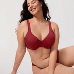 DELIMIRA Women's Minimizer Bra Plus Size Underwire Smooth Full Coverage Seamless Bras Red Revelry 34E