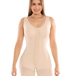 SHAPE CONCEPT 080 Fajas Colombianas Post Surgery Compression Garment Tummy Tuck with Hooks and Bra Beige