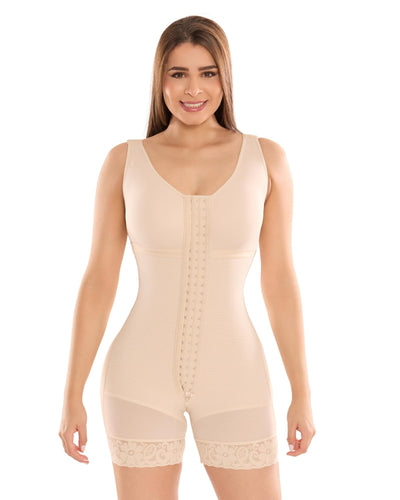 SHAPE CONCEPT 080 Fajas Colombianas Post Surgery Compression Garment Tummy Tuck with Hooks and Bra Beige