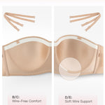 Slimers Seamless Strapless Bra for Women: Multiway Push Up Wireless/Underwire Strapless Bras Invisible Non-Slip Beige