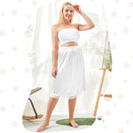 Mepase 3 Pieces Women's Satin Half Slip for Under Dresses 3 Kinds of Length 19, 27, 35 Inch Slip Dress with Lace (White,X-Large)