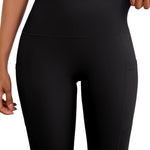 AegisChic Womens Compression Black Leggings with Pockets, Squat Proof Tummy Control Yoga Pants, High Waisted Workout Leggings