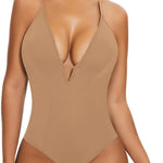 SHAPERIN Bodysuit for Women Shapewear Tummy Control Deep V Neck Plunge Sleeveless Backless Thong Body Suit Tank Top