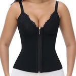 SHAPSHE Corset Waist Trainer For Women Tummy Control Bustier Lace Top Waist Corsets Shapewear Body Shaper with Bra Black