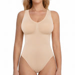 ONEW Shapewear Bodysuit for Women Tummy Control Seamless Body Suits Deep V Neck Body Shaper Going Out,Beige,Medium