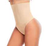 Werena Tummy Control Thong Shapewear for Women Seamless Shaping Novelty Thong Panties Body Shaper Underwear(03# Beige-high rise wire,Small)