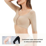 KSKshape Arm Shaper for Women Post Surgery Arm Lipo Compression Sleeves Front Closure Shapewear Bra Posture Corrector Tank Top,Beige,M