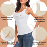 EUYZOU Women's Tummy Control Shapewear Tank Tops Seamless Square Neck Compression Tops Slimming Body Shaper Camisole-White L