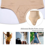Werena Tummy Control Thong Shapewear for Women Seamless Shaping Novelty Thong Panties Body Shaper Underwear(01# Beige-mid Waisted(has Boning),Medium)