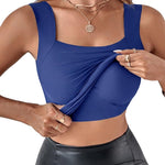 CHICME Womens U Neck Shapewear Built-in Bra Tank High Strechy Sleeveless Slim Fit Tops Camisole Workout Tops-pbl-XL