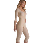 Isavela BB09-BK Stage 1 Post-Surgical Compression Bodysuit | Full Body Faja with Sleeves, Built-in Bra & Below Knee Coverage (Beige, 2XL)