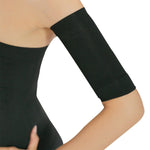 2 Pair Beauty Women Weight Loss Calories Slimming Arm Shaper Massager Lose Buster Wrap Belt Slimming Compression Arm Shaper Helps Tone Shape Upper Arms Sleeve, Black + Flesh Color