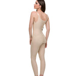 Body Suit Ankle Length Plastic Surgery Compression Garment w/Bra & Zipper (BB07) (LG, Beige)