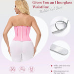 SHAPSHE Waist Trainer for Women Workout Corset Cincher Shapewear Zipper Underbust Faja Body Shaper Pink XXL