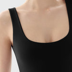 PUMIEY Bodysuit for Women Square Neck Sleeveless Tank Top Body Suits Women Clothing Jet Black Medium