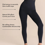 SHAPERMINT High Waisted Tummy Control Compression Leggings for Women - Petite to Plus Size Womens Leggings Non See Through Black