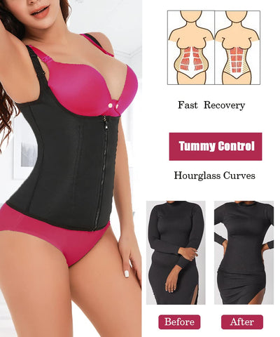 GainKee Waist Wrainer Vest for Women Waist Trainer with Straps Neoprene Worked Out S Waist Trainer for Women (Vest) Black