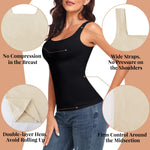EUYZOU Women's Tummy Control Shapewear Tank Tops Seamless Square Neck Compression Tops Slimming Body Shaper Camisole-Black M