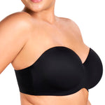 HSIA Strapless Bra for Women Large Breasts Seamless Underwire Plus Size Convertible Bandeau Bra Black