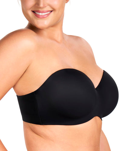 HSIA Strapless Bra for Women Large Breasts Seamless Underwire Plus Size Convertible Bandeau Bra Black