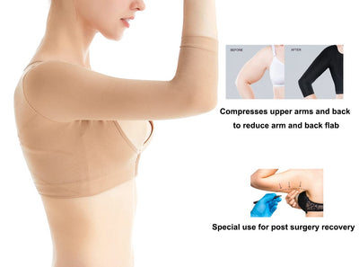 KSKshape Arm Shaper for Women Arm Compression Sleeves Post Surgical Slimming Sleeves Posture Corrector Tops Shapewear Beige