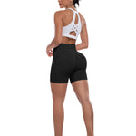 ATHVOTAR Workout Gym Shorts Women, High Waisted Seamless Butt Lifting Scrunch Butt Sports Shorts Black S