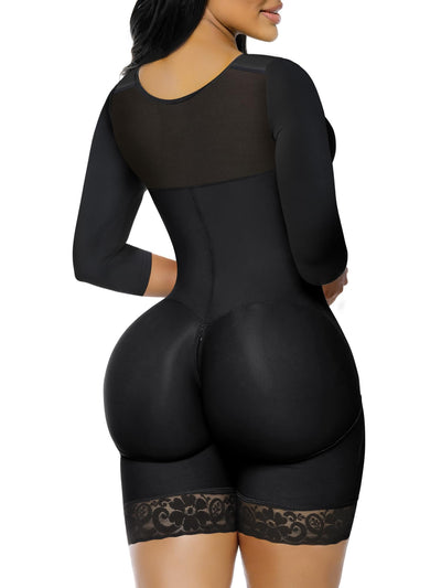YIANNA Fajas Colombianas Moldeadoras Postpartum Shapewear for Women Tummy Control Arm Compression Full Body Shaper,YA7522-Black-M