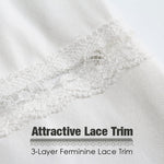 MANCYFIT Half Slips for Women Underskirt Dress Extender Lace Trim Knee Length Midi Skirt 14-25" Length White Small