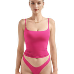 SUUKSESS Women Sexy Square Neck Tank Top Summer Y2K Going Out Tops Casual Sleeveless Basic Cami Shirts (Hot Pink, 2XS)