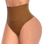 Werena Tummy Control Thong Shapewear for Women High Waist Shaping Underwear Seamless Shaper Panties(A# Tan (Mid Waisted), Small)