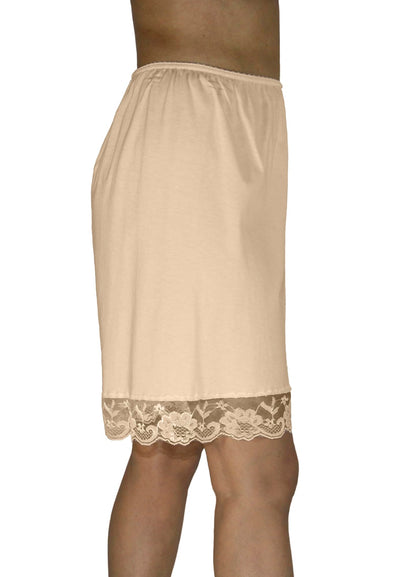 Underworks Pettipants Cotton Knit Culotte Slip Bloomers Split Skirt 9-inch Inseam X-Large-Beige