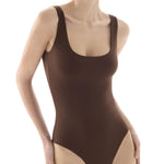 PUMIEY Bodysuit for Women Square Neck Sleeveless Tank Top Body Suits Women Clothing Chocolate Large