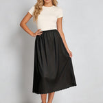 Brinkina Black Half Slip for Women S Size 35" – Light weight Non Cling Satin Underskirt with Lace Trim, Anti Static Dress Liner for Midi/Maxi Skirts (106Black,S)