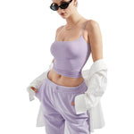 SUUKSESS Women Sexy Square Neck Tank Top Summer Y2K Going Out Tops Casual Sleeveless Basic Cami Shirts (Light Purple, XS)