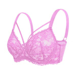 HSIA Minimizer Bras for Women Full Coverage, Unlined Lace Sexy Plus Size Underwire Bra for Large Breasts Pink Purple