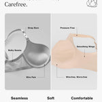 Popilush Womens Wireless Bra Seamless No Underwire Push Up Plunge Deep V Bralette with Adjustable Straps Everyday Comfortable T-Shirt Bra