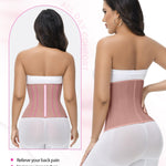 SHAPSHE Waist Trainer for Women Tummy Control Workout Waist Cincher Corset Shapewear Postpartum Body Shaper Faja with Zipper Hook Rosy Brown L