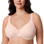 DELIMIRA Women's Minimizer Bra Plus Size Underwire Smooth Full Coverage Seamless Bras Apricot Pink 34E