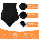 Werena Tummy Control Thong Shapewear for Women High Waisted Body Shaper Shaping Thong Girdle Novelty Hipster Panties(02# High Waisted Black(slimmming),Medium)